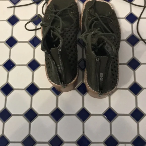 New Free People Lahaina Woven Heels Green 9 - Picture 11 of 16